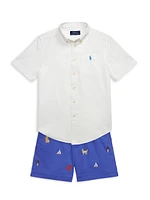 Little Boy's & Embroidered Twill Prepsters Shorts