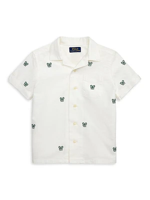 Little Boy's & Embroidered Oxford Short-Sleeve Shirt