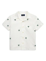 Little Boy's & Embroidered Oxford Short-Sleeve Shirt