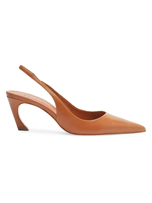 Lou Leather Sculptural-Heel Slingback Pumps