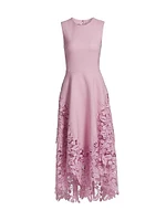 Cherry Blossom Guipure Lace Midi-Dress
