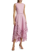 Cherry Blossom Guipure Lace Midi-Dress