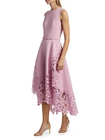 Cherry Blossom Guipure Lace Midi-Dress