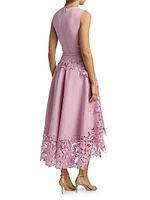 Cherry Blossom Guipure Lace Midi-Dress