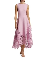 Cherry Blossom Guipure Lace Midi-Dress