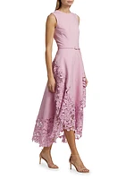 Cherry Blossom Guipure Lace Midi-Dress