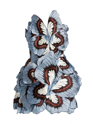 Strapless Butterfly Appliqué Minidress