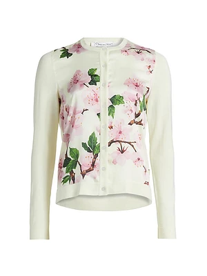 Cherry Blossom Silk-Blend Cardigan