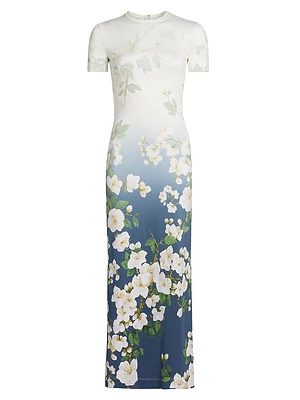 Cherry Blossom Fitted Midi-Dress