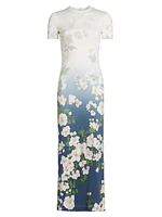 Cherry Blossom Fitted Midi-Dress