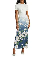 Cherry Blossom Fitted Midi-Dress