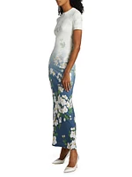 Cherry Blossom Fitted Midi-Dress