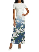 Cherry Blossom Fitted Midi-Dress