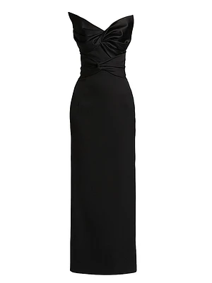 Bow Sleeveless Wool Column Gown