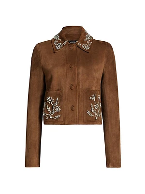 Crystal Embroidered Suede Jacket