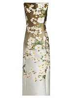 Ombré Cherry Blossom Jacquard Midi-Dress