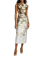 Ombré Cherry Blossom Jacquard Midi-Dress