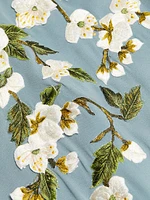 Embroidered Cherry Blossom Silk-Blend Crewneck Gown