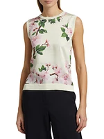 Cherry Blossom Silk-Blend Sleeveless Top