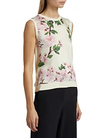 Cherry Blossom Silk-Blend Sleeveless Top