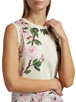 Cherry Blossom Silk-Blend Sleeveless Top