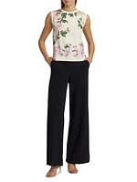 Cherry Blossom Silk-Blend Sleeveless Top