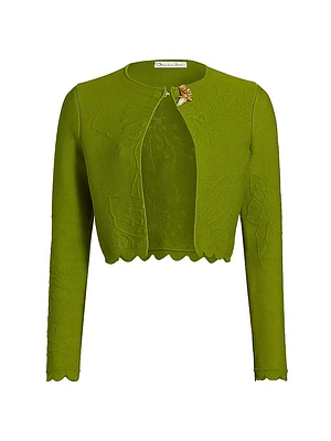Cherry Blossom Embossed Knit Cardigan