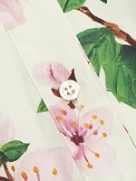 Cherry Blossom Stretch-Cotton Button-Front Blouse