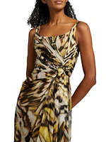 Butterfly Draped Silk Sleeveless Gown