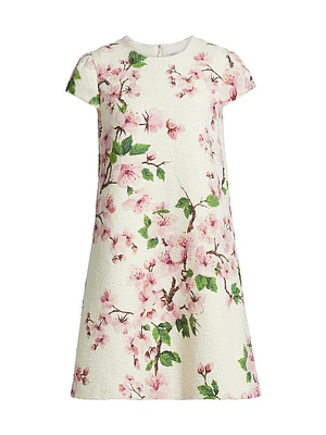 Cherry Blossom Tweed Cap-Sleeve Minidress