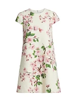 Cherry Blossom Tweed Cap-Sleeve Minidress
