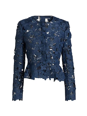 Cherry Blossom Guipure-Lace Jacket