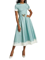 Cotton Poplin Belted Fit & Flare Midi-Dress