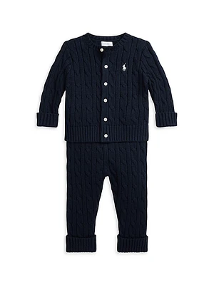 Baby's Cable-Knit Cardigan & Pants Set