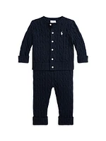 Baby's Cable-Knit Cardigan & Pants Set