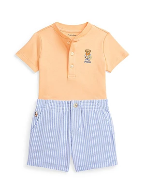 Baby Boy's Henley T-Shirt & Striped Shorts