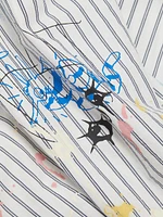 Graffiti Striped Cotton Button-Front Shirt