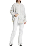 Graffiti Striped Cotton Button-Front Shirt