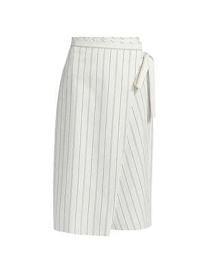 Seedling Striped Cotton Wrap Midi-Skirt