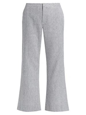 Striped Linen-Cotton Low-Rise Flared Pants