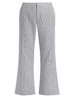 Striped Linen-Cotton Low-Rise Flared Pants