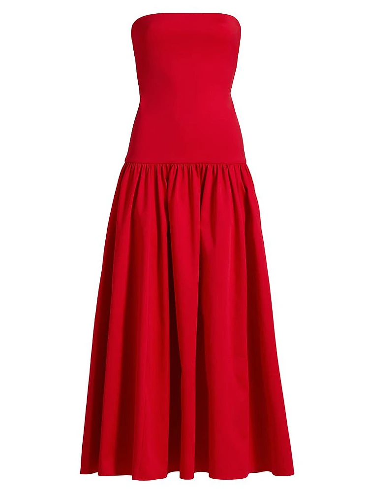 Oriana Strapless Drop-Waist Midi-Dress