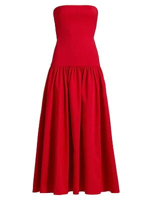 Oriana Strapless Drop-Waist Midi-Dress