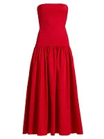 Oriana Strapless Drop-Waist Midi-Dress