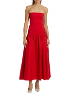 Oriana Strapless Drop-Waist Midi-Dress