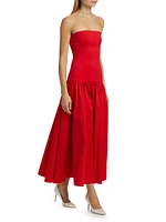 Oriana Strapless Drop-Waist Midi-Dress