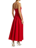 Oriana Strapless Drop-Waist Midi-Dress