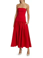Oriana Strapless Drop-Waist Midi-Dress