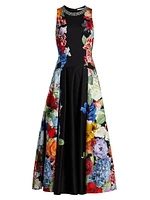 Adley Floral Stretch-Cotton Flared Midi-Dress