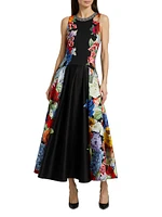 Adley Floral Stretch-Cotton Flared Midi-Dress